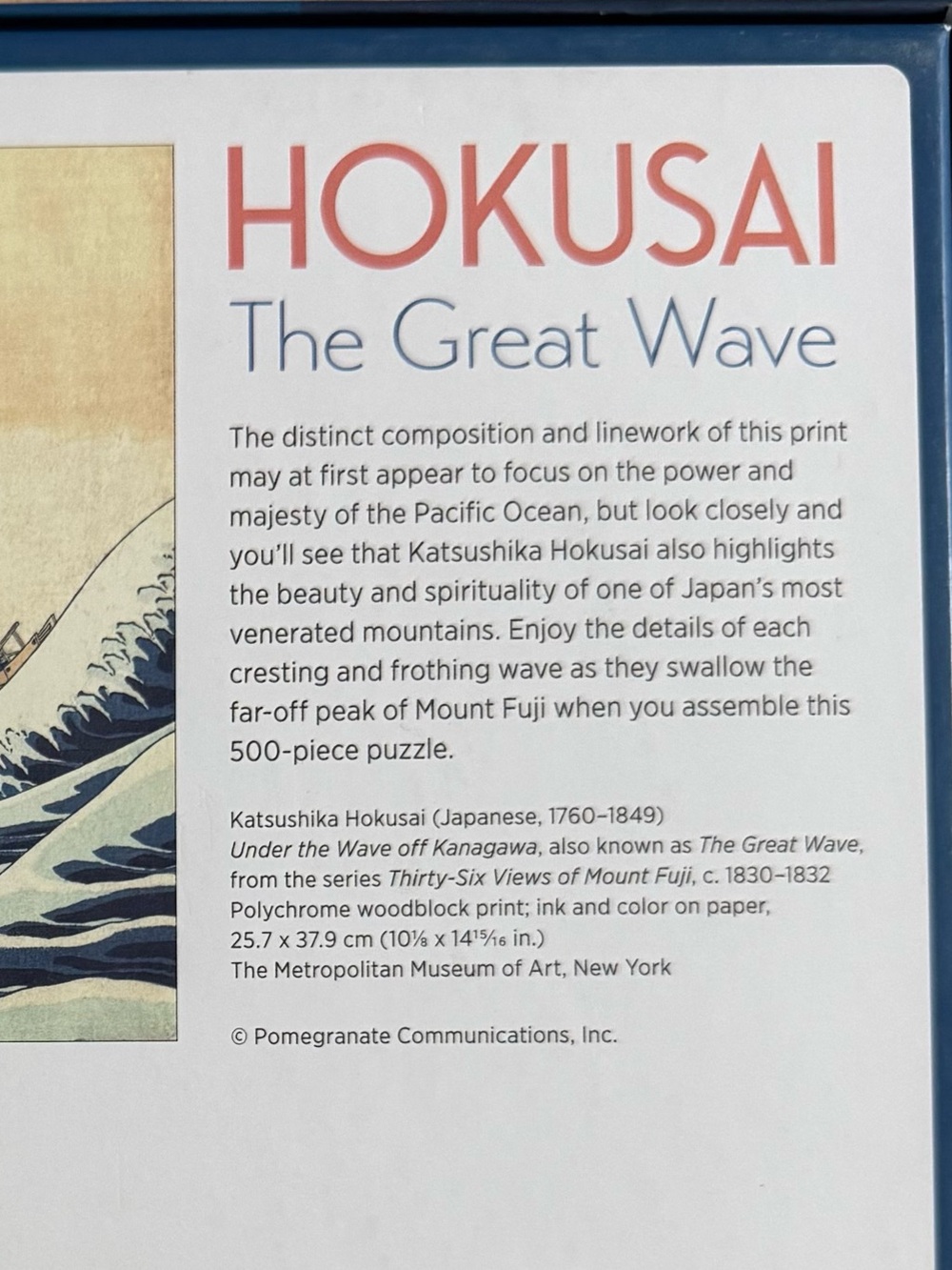 Hokusai 'The Great Wave' Pomegranate 500-Piece ArtPiece Puzzle - Picture 13 of 16